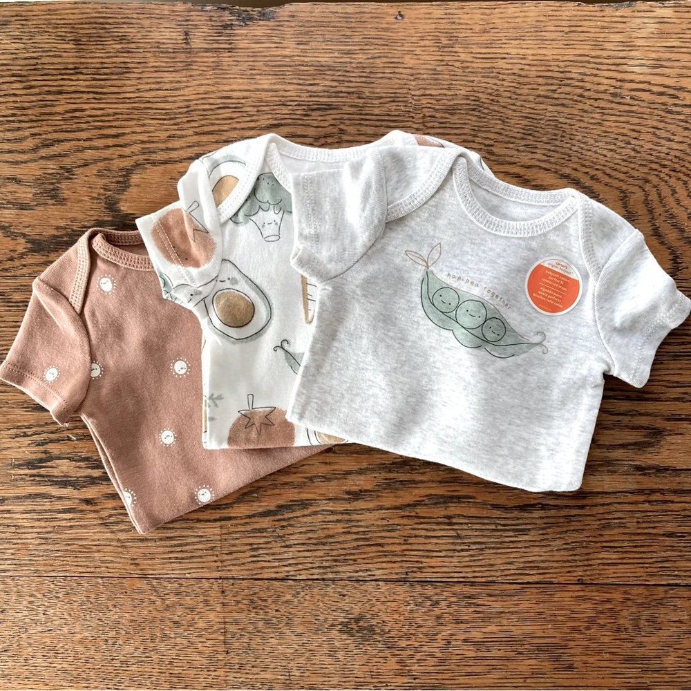 NWOT Carter's Just One You® Baby 3pk Veggies Bodysuit - Gray/Brown 3 months